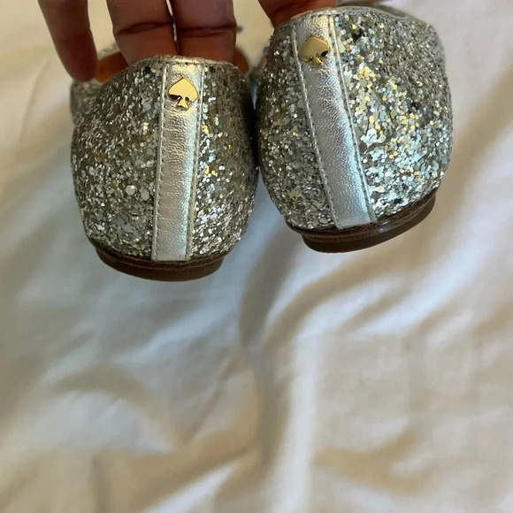 Kate Spade Nella Flats, Silver with a bow ballet flats size 6,  Elegant Holiday - Picture 9 of 12